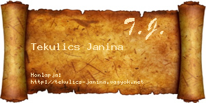 Tekulics Janina névjegykártya